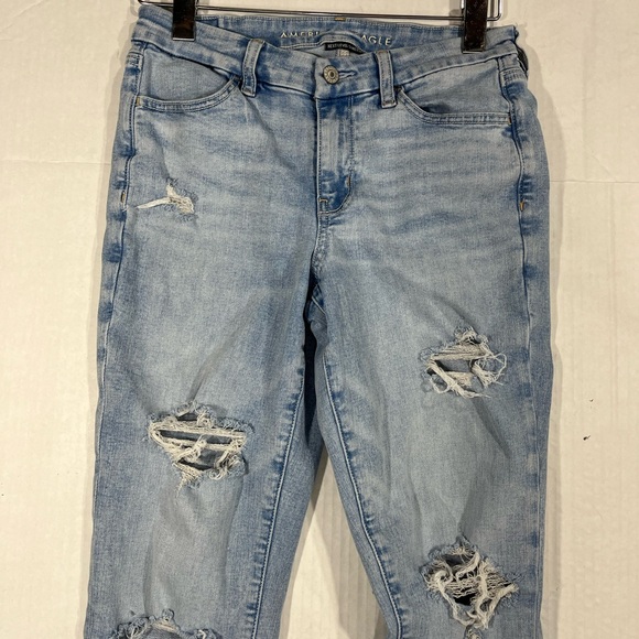 AMERICAN EAGLE DISTRESSED HIGH RISE JEGGIN 8 LONG - Picture 6 of 16